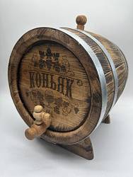 Дубовая бочка подарочная «КОНЬЯК» внешний обжиг 10 л (кавказский дуб) с краном