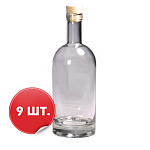 Бутылки «Элит Гласс» 0,7 л (9 шт.) с пробками